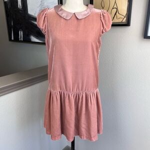 JOHNNIE B by BODEN dusty pink velvet drop waist dress. Women's Large